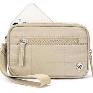 Tan Puffer Clutch Wristlet